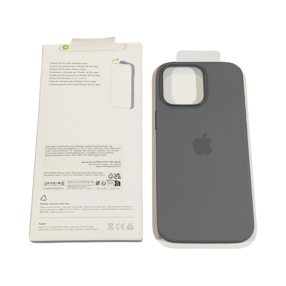 Pp8N Genuine Apple Silicone Case for iPhone 16 Pro Max w/ Magsafe - Stone Gray - Picture 2 of 4